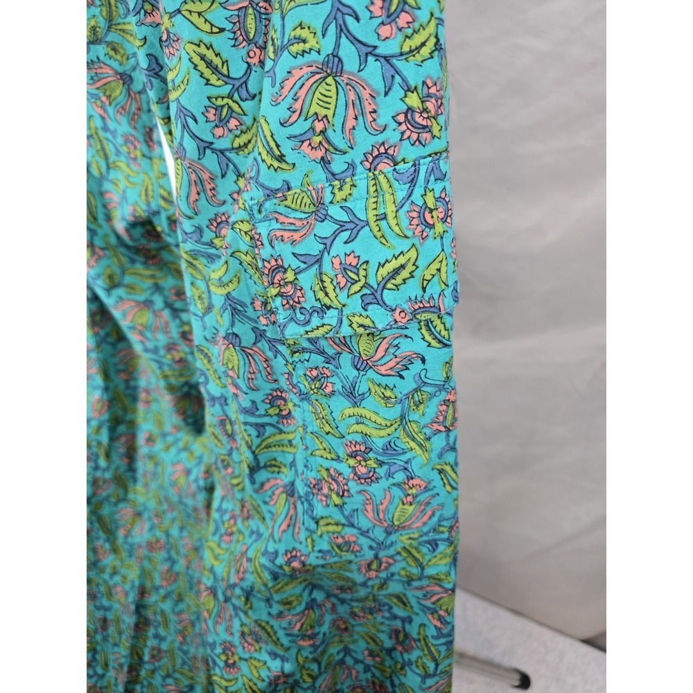 Sundance Pants Womens S Cargo Green Floral Cotton Ankle Tassel Drawstring Boho - Picture 4 of 7